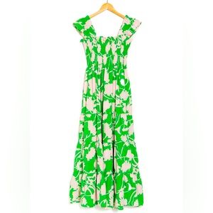 Smocked cap sleeve smocked top midi dress